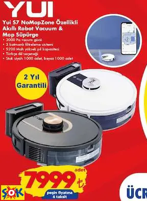 YUİ S7 NOMOPZONE ÖZELLİKLİ AKILLI ROBOT VACUUM & MOP SÜPÜRGE